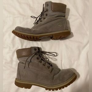 Timberland 6” Boots - Grey Canvas with Leather Upper - Women’s Size 8